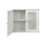 Louvered Double Door Wall Mounted Bathroom Cabinet - White