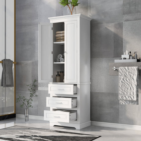 Tall Storage Cabinet With 3 Drawers For Bathroom