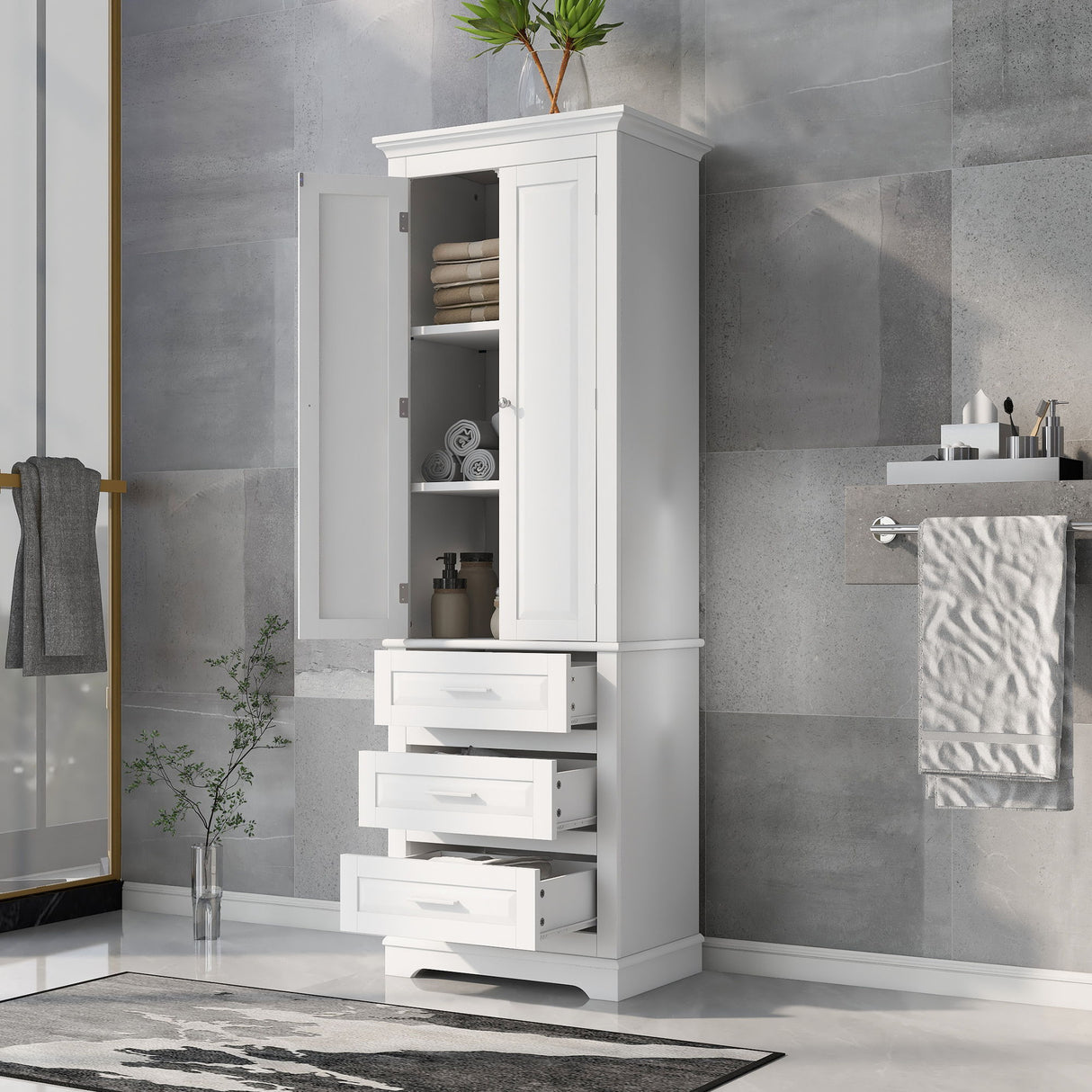 Storage Cabinet With 3 Drawers For Bathroom
