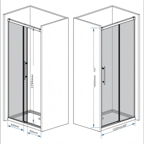 Frameless Single Sliding Shower Door With Handle