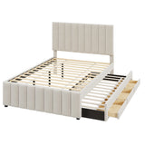 Upholstered Platform Bed With Twin Size Trundle And 3 Drawers