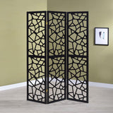 Nailan 3-Panel Room Divider Folding Screen Black Open Mosaic - 900092