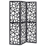 Nailan 3-Panel Room Divider Folding Screen Black Open Mosaic - 900092