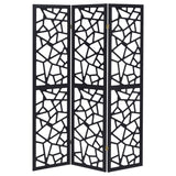 Nailan 3-Panel Room Divider Folding Screen Black Open Mosaic - 900092