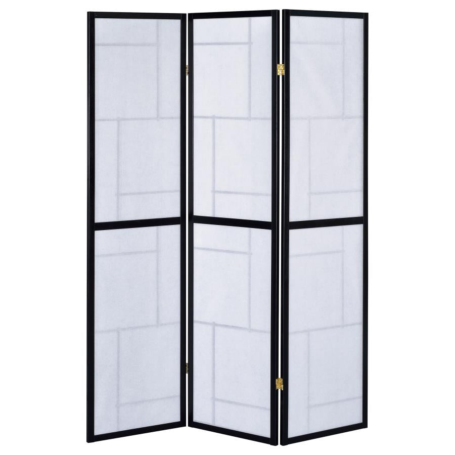 Damis 3-Panel Room Divider Folding Shoji Screen Black - 900102