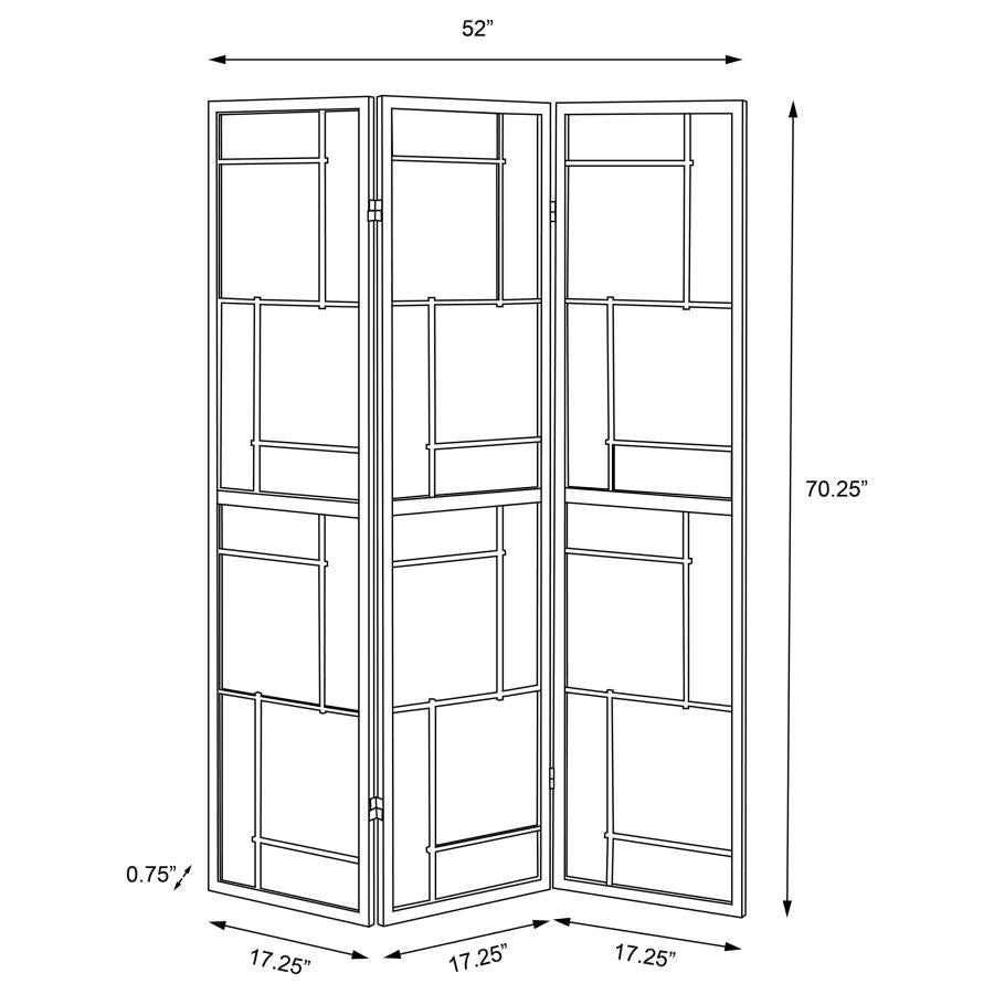 Damis 3-Panel Room Divider Folding Shoji Screen Black - 900102