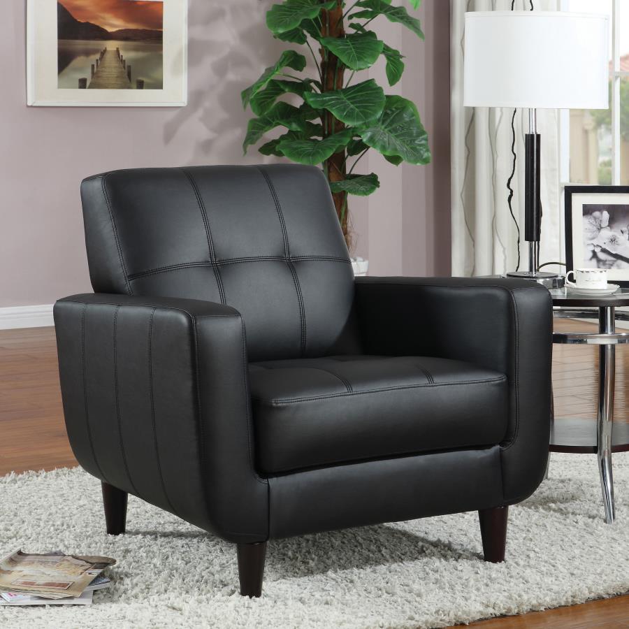 Aaron Upholstered Track Arm Tufted Accent Chair Black - 900204
