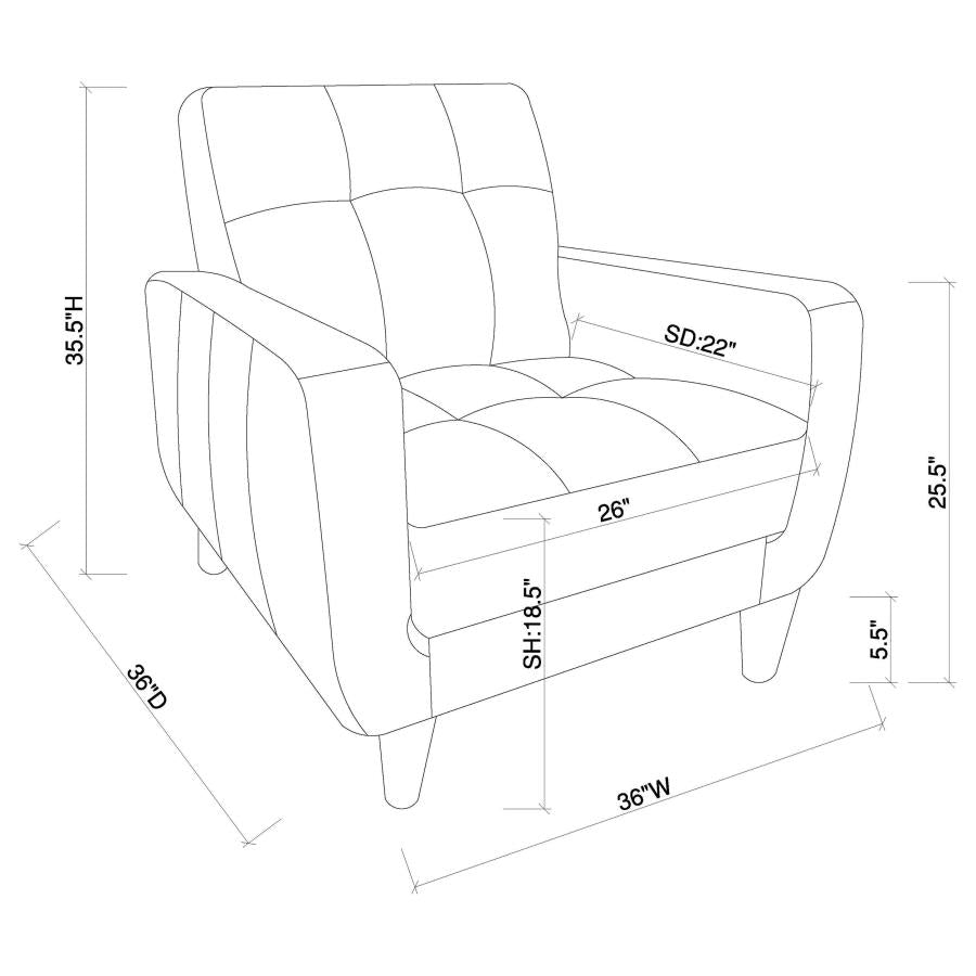 Aaron Upholstered Track Arm Tufted Accent Chair Black - 900204