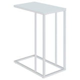 Stella White Glass Top C-Shaped Sofa Side Table Chrome - 900250