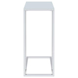 Stella White Glass Top C-Shaped Sofa Side Table Chrome - 900250