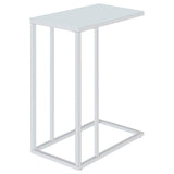 Stella White Glass Top C-Shaped Sofa Side Table Chrome - 900250