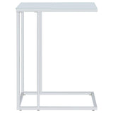 Stella White Glass Top C-Shaped Sofa Side Table Chrome - 900250
