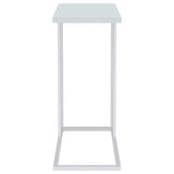 Stella White Glass Top C-Shaped Sofa Side Table Chrome - 900250