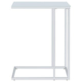 Stella White Glass Top C-Shaped Sofa Side Table Chrome - 900250