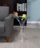 Laning Round Glass Top Acrylic Side Table Clear - 900490
