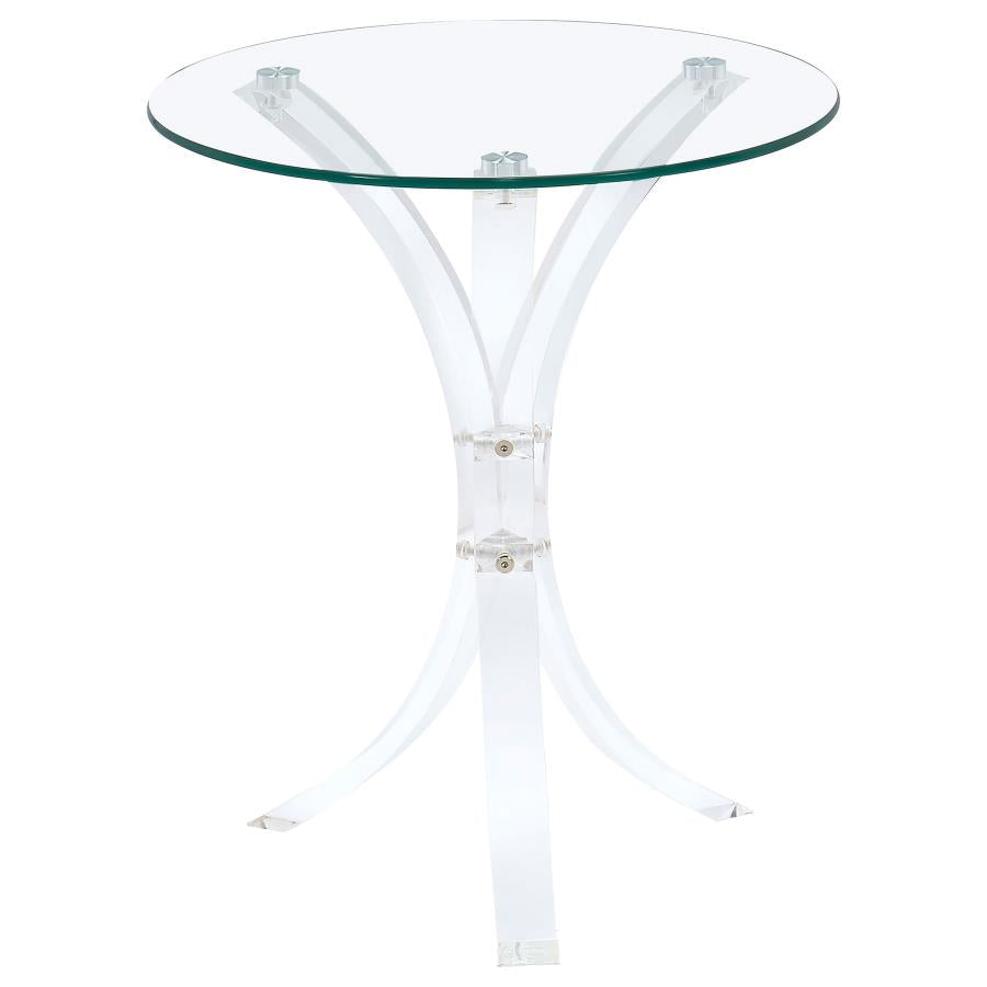 Laning Round Glass Top Acrylic Side Table Clear - 900490