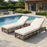 Outdoor Lounge Chair With 5 Position Backrest With Cushion And Wheels
