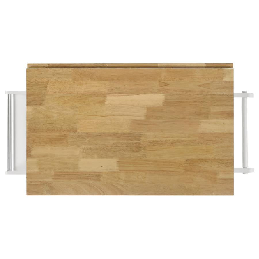 Jalen 3-door Mobile Kitchen Cart Natural Brown and White - 900558