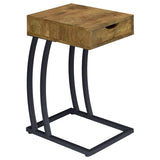 Troy 1-drawer C-Shaped Side Table Power Outlet Rustic Nutmeg - 900577