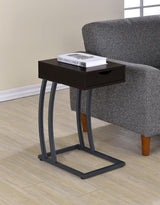 Troy 1-drawer C-Shaped Side Table Power Outlet Cappuccino - 900578
