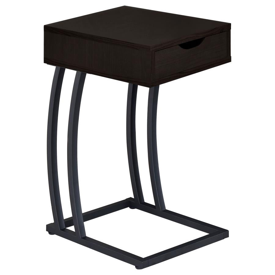 Troy 1-drawer C-Shaped Side Table Power Outlet Cappuccino - 900578