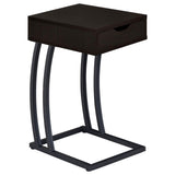 Troy 1-drawer C-Shaped Side Table Power Outlet Cappuccino - 900578