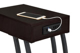 Troy 1-drawer C-Shaped Side Table Power Outlet Cappuccino - 900578