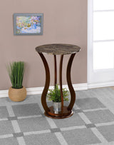 Elton Round Faux Marble Top Plant Stand Brown - 900926