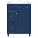 Transitional Style Bathroom Vanity Cabinet With Ceramic Sink