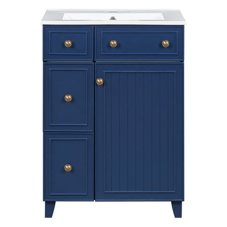 Transitional Style Bathroom Vanity Cabinet With Ceramic Sink