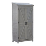 Outdoor Storage Shed With Vertical Tool Cabinet For Backyard
