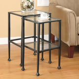 Leilani 2-piece Glass Top Nesting Table Set Black - 901073