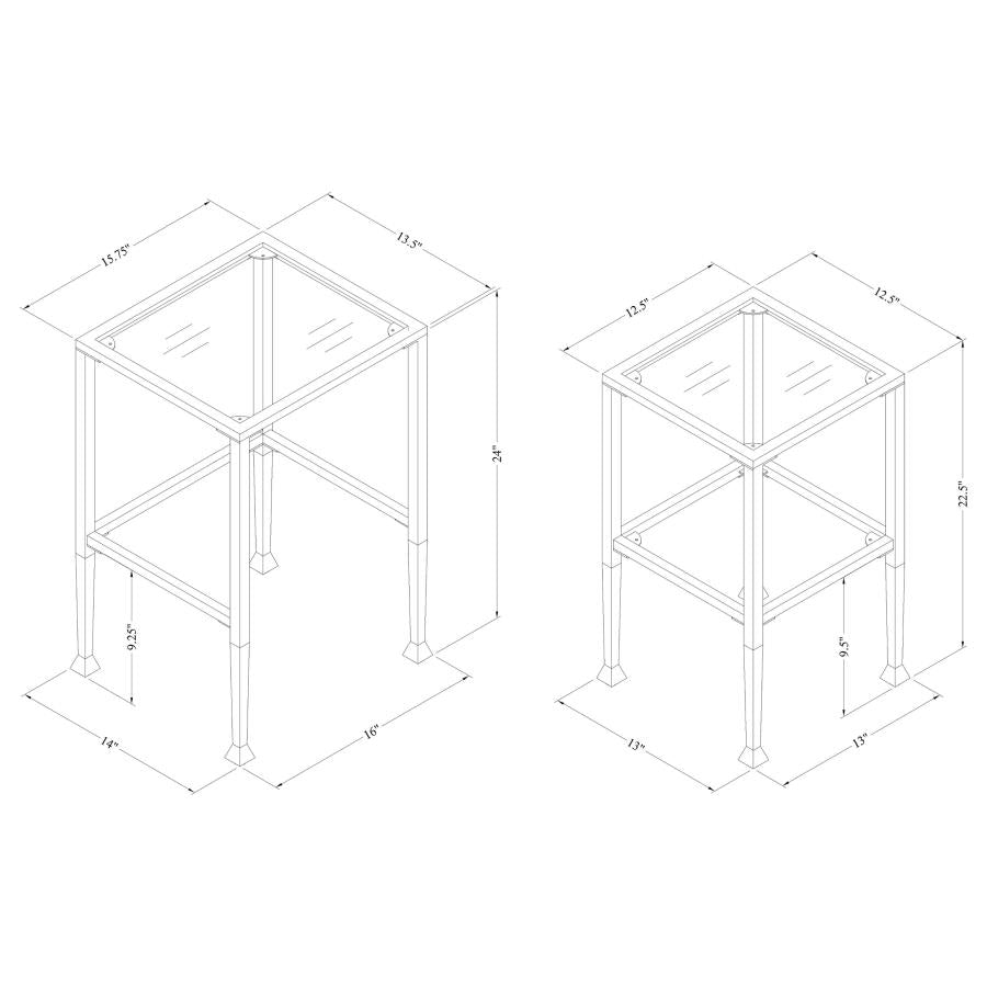 Leilani 2-piece Glass Top Nesting Table Set Black - 901073