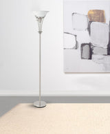 Archie 71-inch Frosted Torchiere Floor Lamp Brushed Steel - 901193