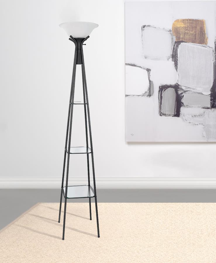 Gianni 70-inch 3-shelf Frosted Torchiere Floor Lamp Black - 901420