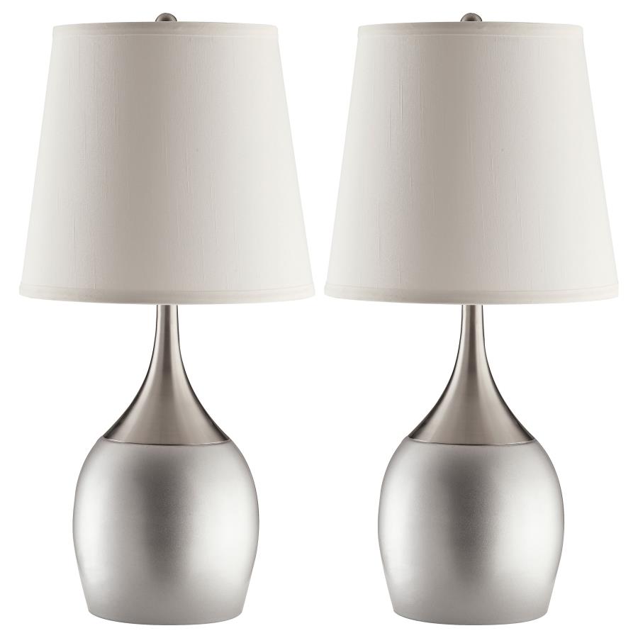 Tenya 24-inch Empire Shade Urn Table Lamp Silver (Set of 2) - 901471