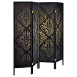 Haidera 4-Panel Room Divider Folding Screen Black Damask - 901632