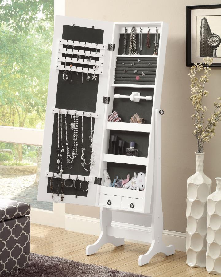 Batista Cheval Mirror with Jewelry Storage White - 901804