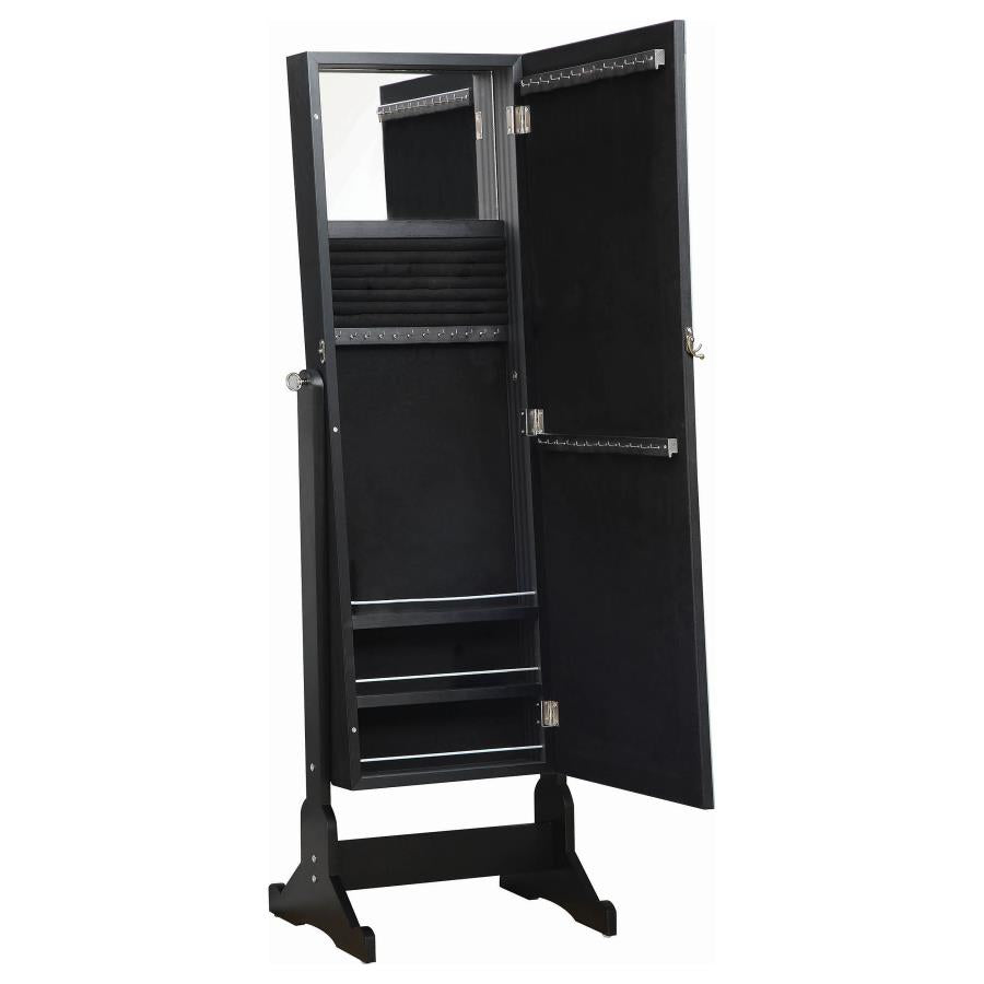Cortez Cheval Mirror with Jewelry Storage Black - 901828
