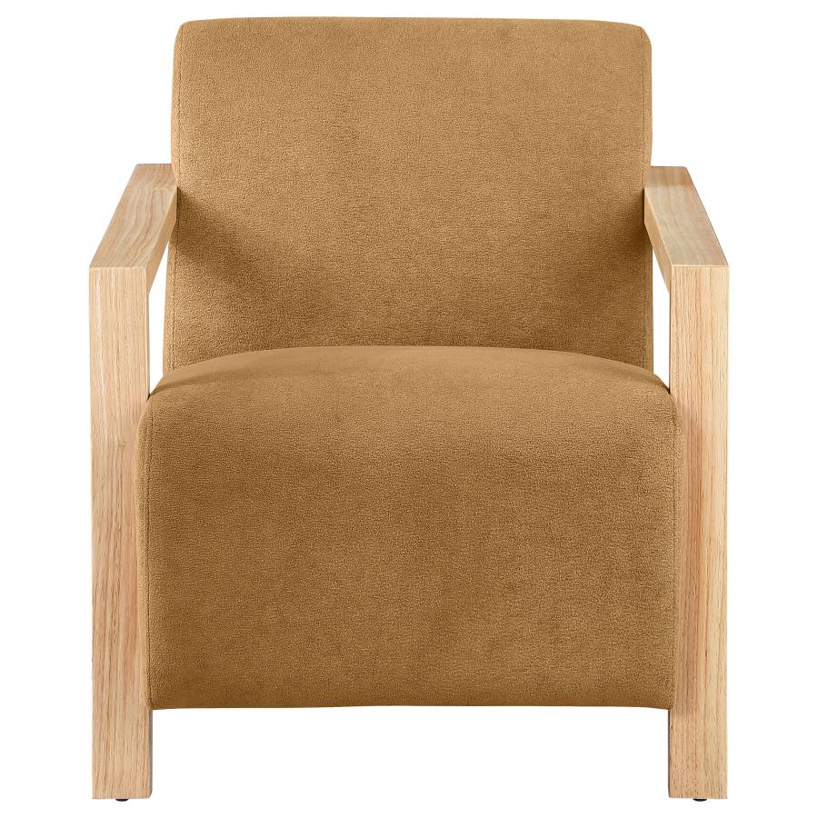 Diego Upholstered Accent Arm Chair with Wood Arms Honey - 902268