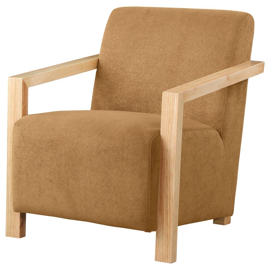 Diego Upholstered Accent Arm Chair with Wood Arms Honey - 902268