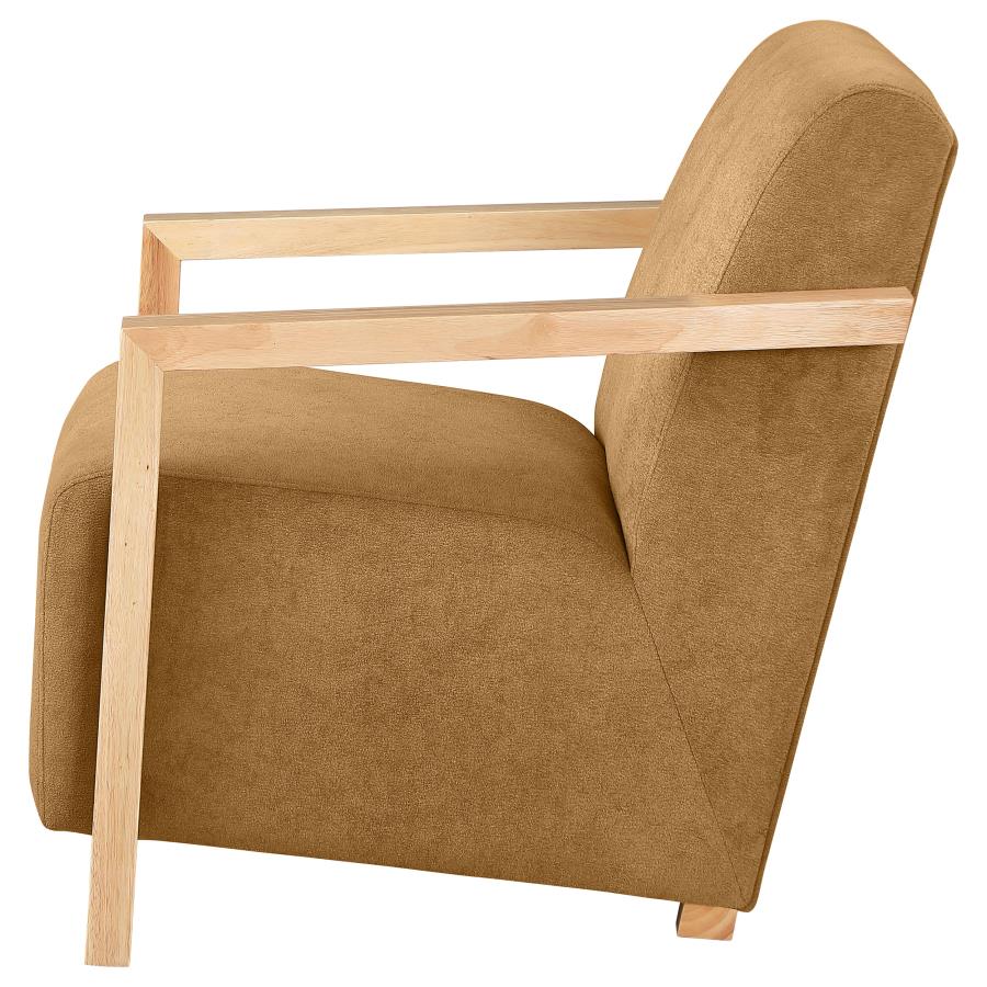 Diego Upholstered Accent Arm Chair with Wood Arms Honey - 902268