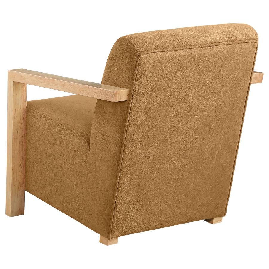 Diego Upholstered Accent Arm Chair with Wood Arms Honey - 902268