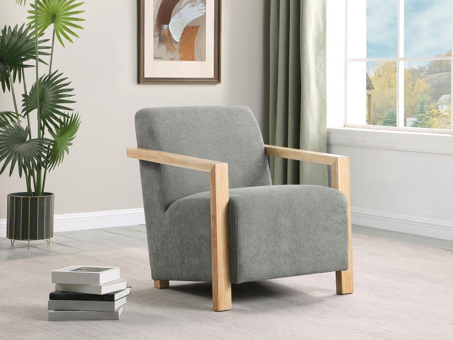 Diego Upholstered Accent Arm Chair with Wood Arms Grey - 902269