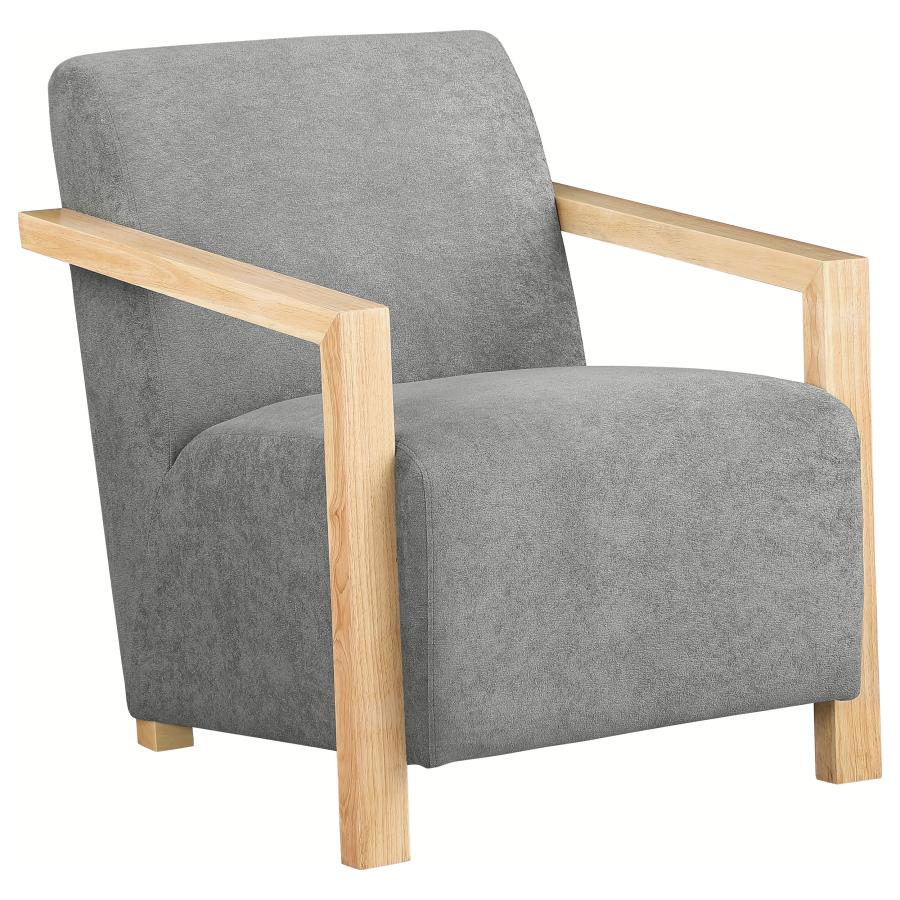 Diego Upholstered Accent Arm Chair with Wood Arms Grey - 902269