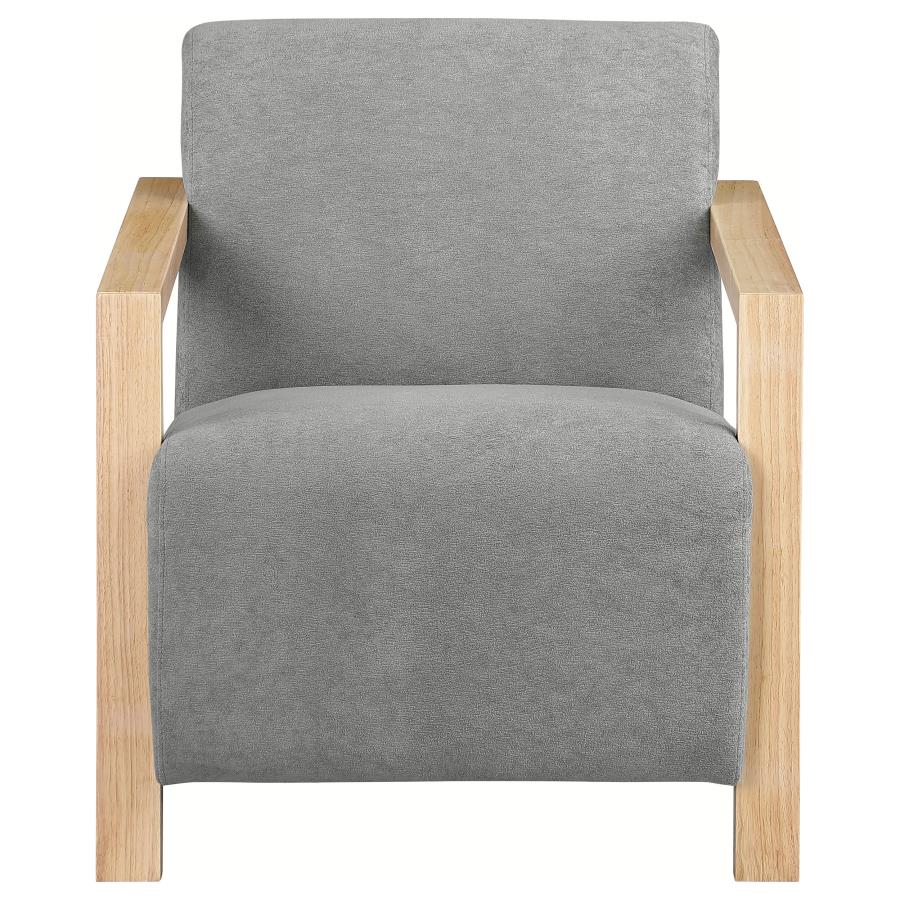 Diego Upholstered Accent Arm Chair with Wood Arms Grey - 902269