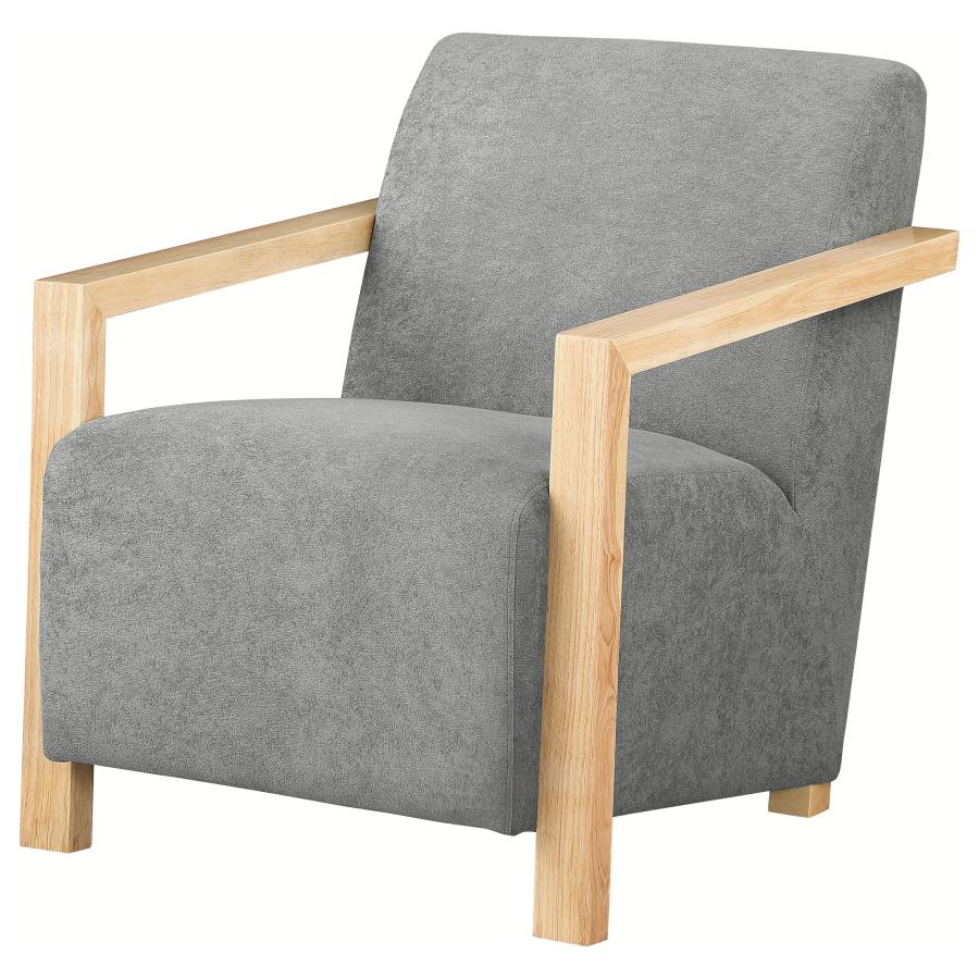 Diego Upholstered Accent Arm Chair with Wood Arms Grey - 902269