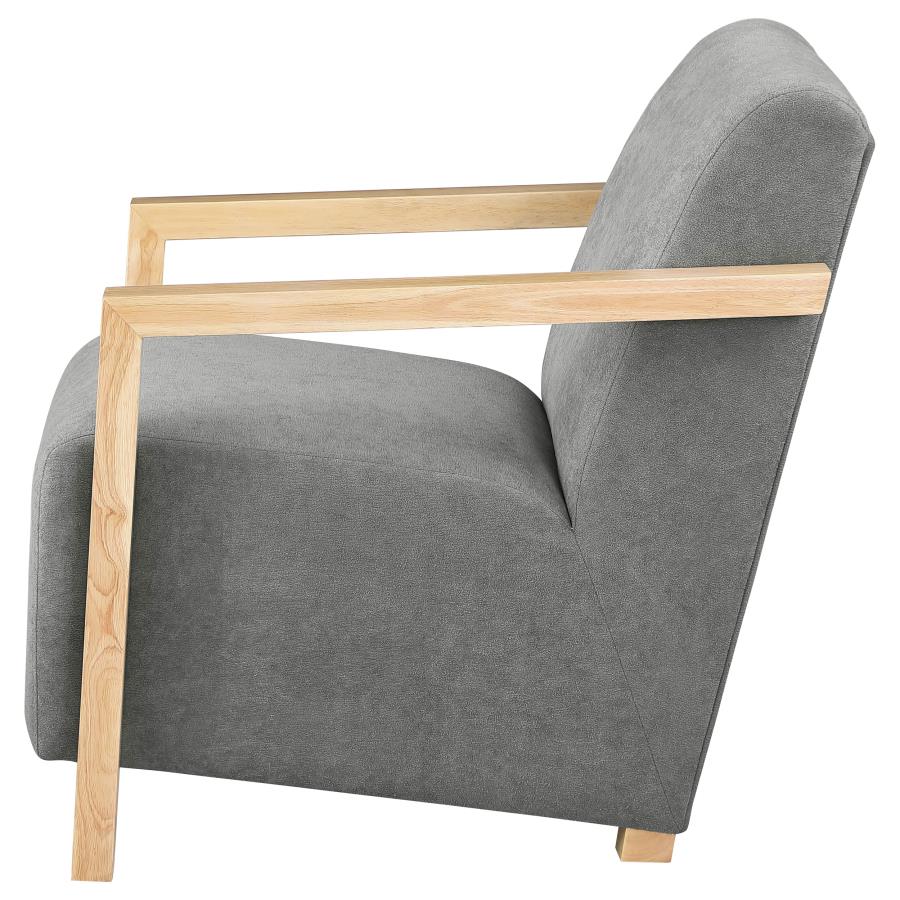 Diego Upholstered Accent Arm Chair with Wood Arms Grey - 902269