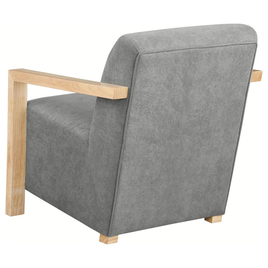 Diego Upholstered Accent Arm Chair with Wood Arms Grey - 902269