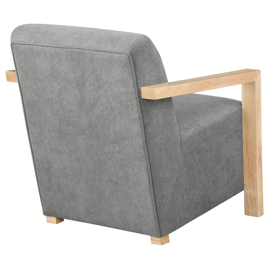 Diego Upholstered Accent Arm Chair with Wood Arms Grey - 902269